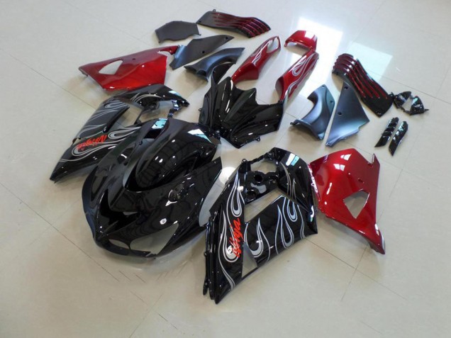 ZX14R ZZR 1400 06-11 - Negro Nd Rojo Plata Llama