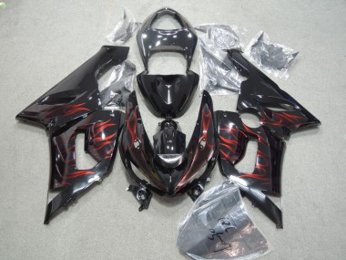 ZX6R 05-06 - Negro Rojo Llama